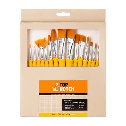 15ct Gold Taklon Brush Value Pack by Top Notch