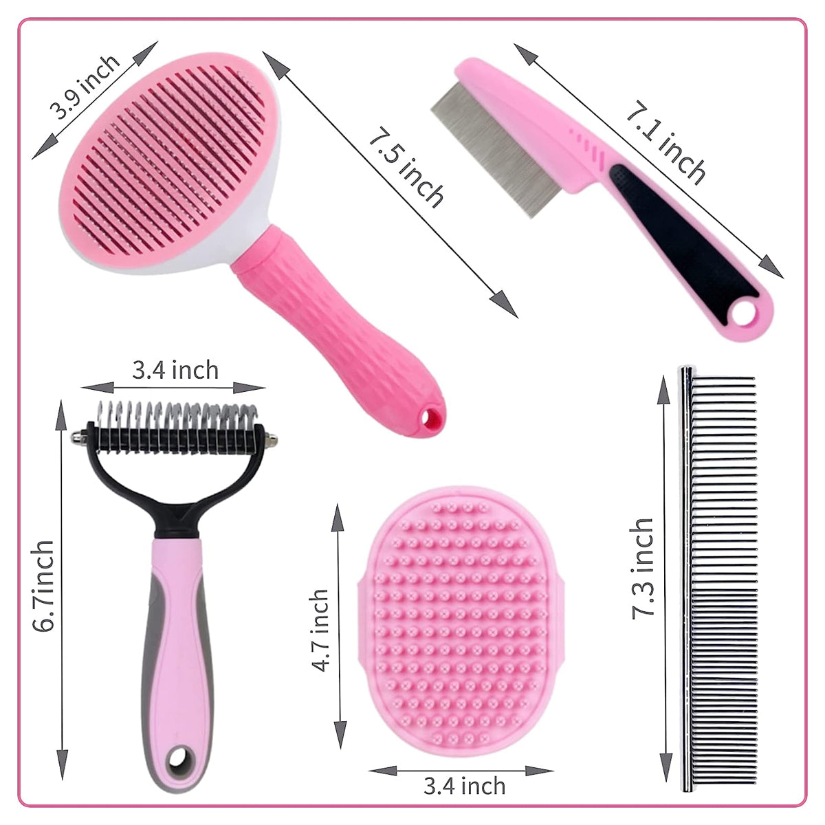 Dog Brush Dog Grooming Kit 4PCS - Dog Brushes for Grooming, Dog Brush for Shedding,Puppy Brush and Flea Comb for Dogs