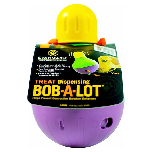 Starmark Bob-A-Lot Interactive Dog Pet Toy, Large, Yellow/Green/Purple