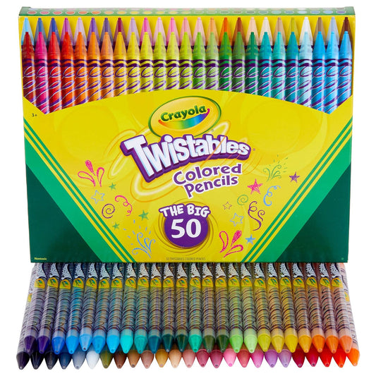 Crayola Twistables Colored Pencil Set (50ct), No Sharpen Colored Pencils For Kids, Kids Art Supplies, Coloring Set, Gifts, 4+ [Amazon Exclusive]
