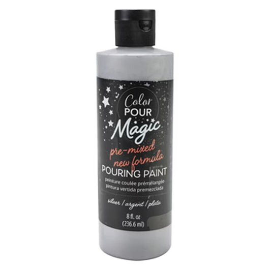 American Crafts Color Pour Magic Pre Mixed Paint 8oz Metallic Silver