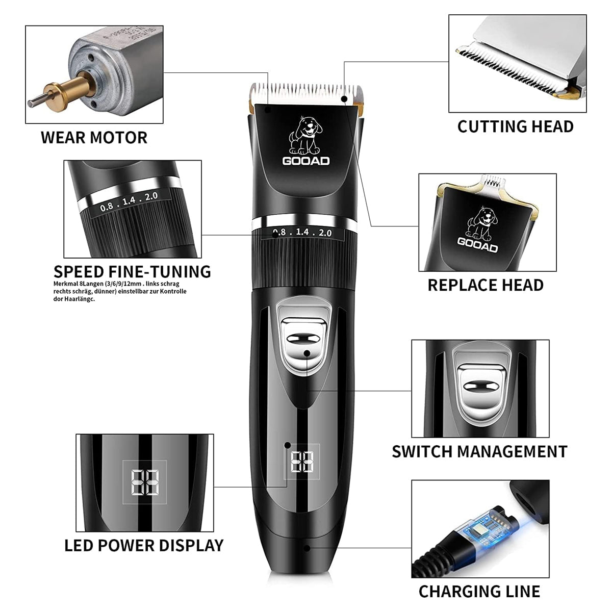 Rechargeable, Cordless Paw Trimmer and Pet Hair Clippers