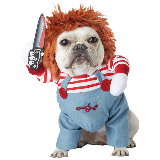 Pet Dog Clothing Funny Clothing Wig and Knife Novelty Funny Horror Props Clothing Accessories