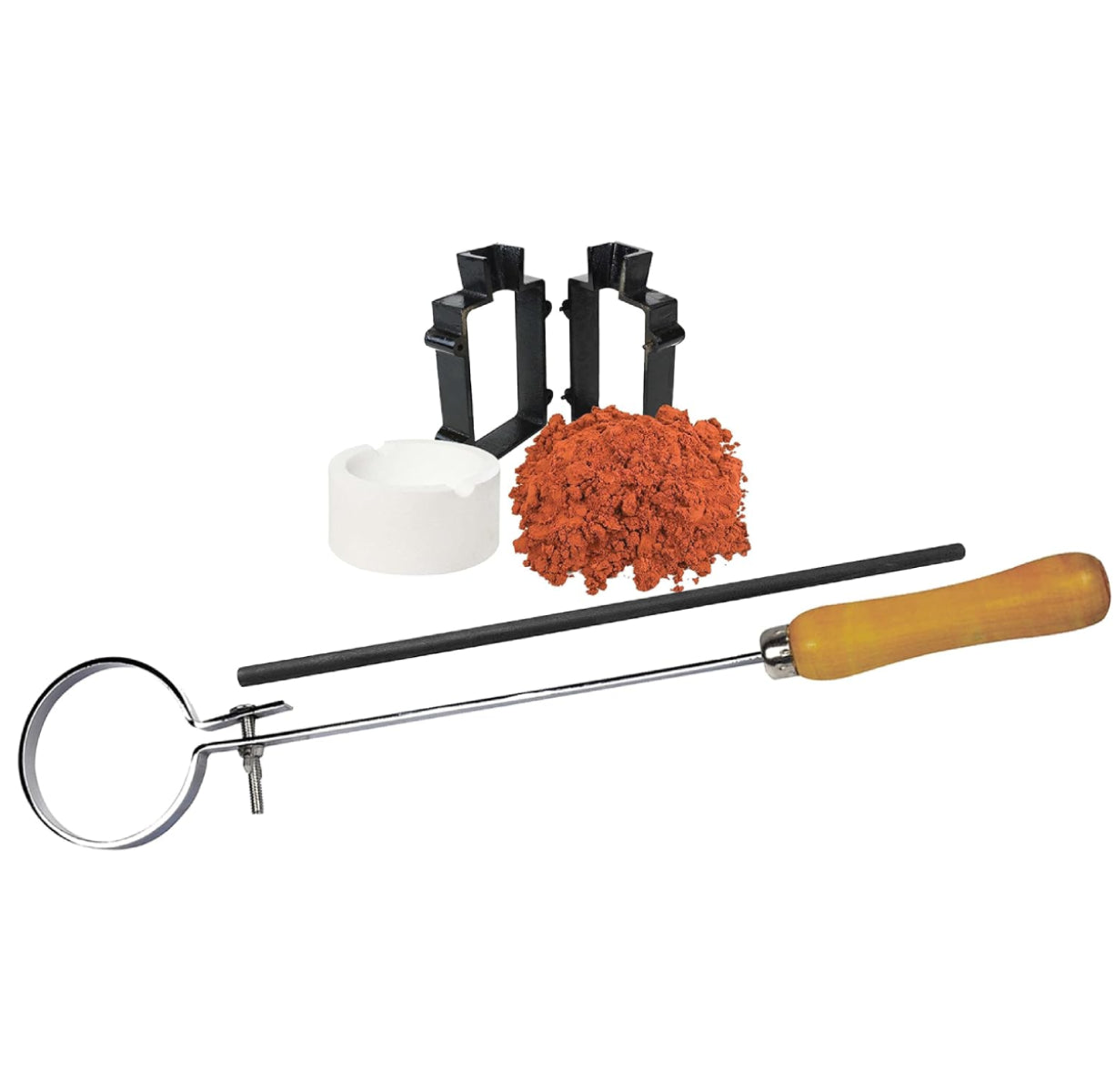 Sand Casting Set Kit with 2.2 Lbs Delft Clay Sand, Cast Iron Mold Flask Frame, Ceramic Crucible, Tongs & Stir Rod Melting Casting Refining Gold Silver Copper Jewelry Making