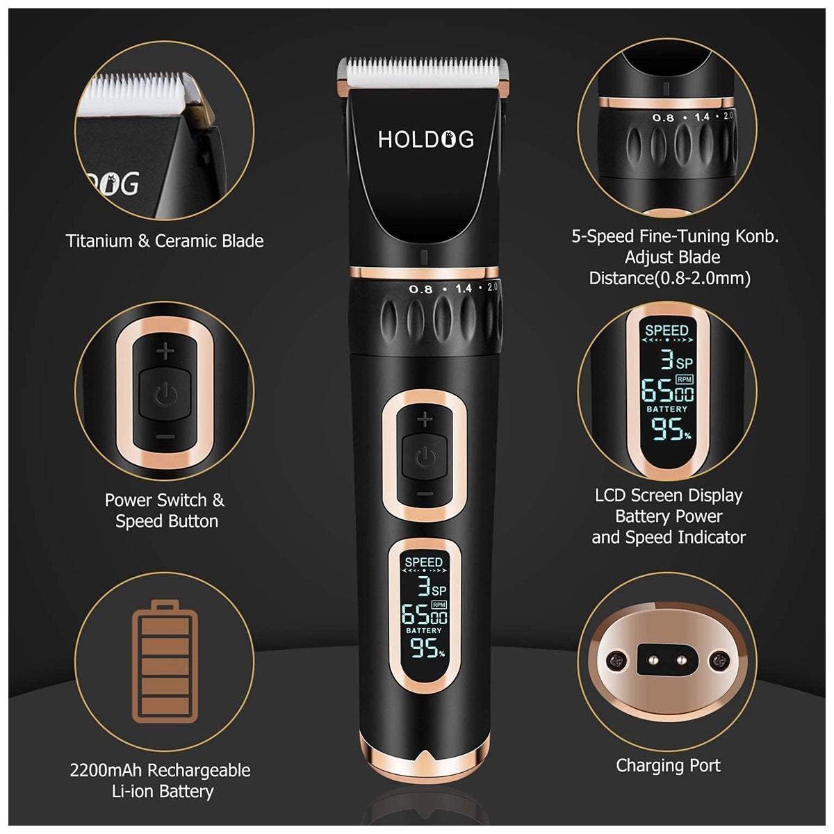 Cordless Pet Clippers: Professional Grooming Tool for Dogs and Cats - 3-Speed, Low Noise, Rechargeable, Heavy-Duty Desig