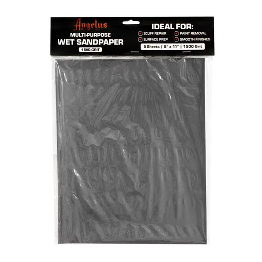 Angelus Multi-Purpose Wet Sandpaper, 9" x 11", Pack of 5, 1500 Grit