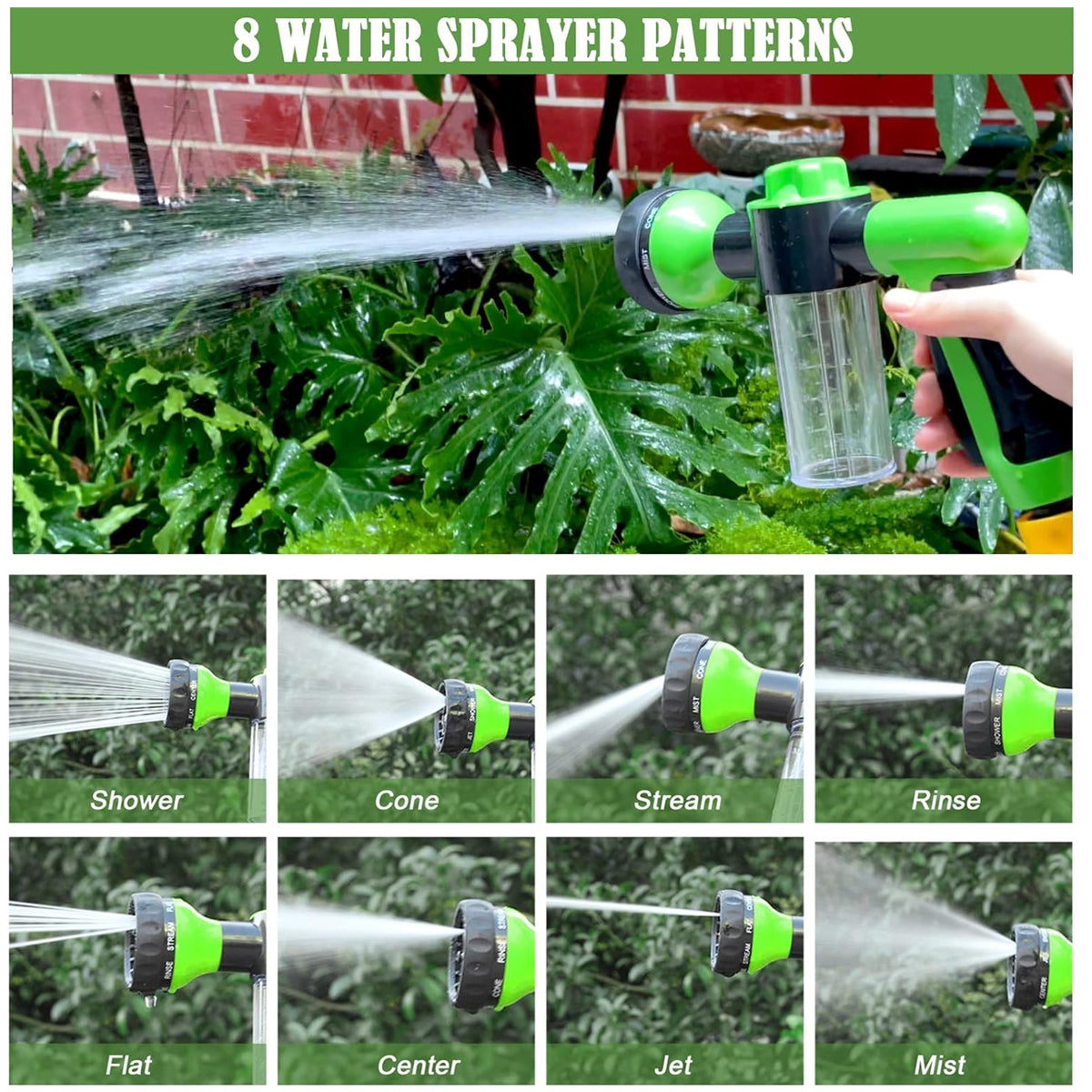 Pup Jet Dog Wash Outdoor, 8-in-1 Dog Sprayer Hose Attachment with Dog Shower Brush