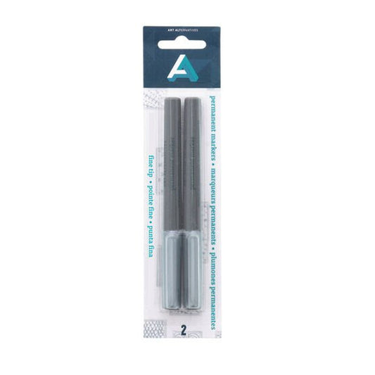 Art Alternatives Permanent Marker, 2-Marker Set, Silver