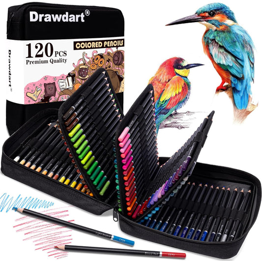 Complete Set of 120 Colored Pencils for Adult Coloring Books - Professional Soft Core for Drawing, Sketching, and Shading - Includes Zipper Case - Ideal Coloring Pencils for Adults, Artists, Professionals, and Colorists