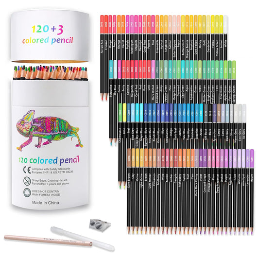 120 Premium Colored Pencils - Soft Core with Vibrant Colors, Perfect for Drawing, Sketching, Shading - Ideal for Artists, Adults, Beginners, and Kids' Coloring Adventures