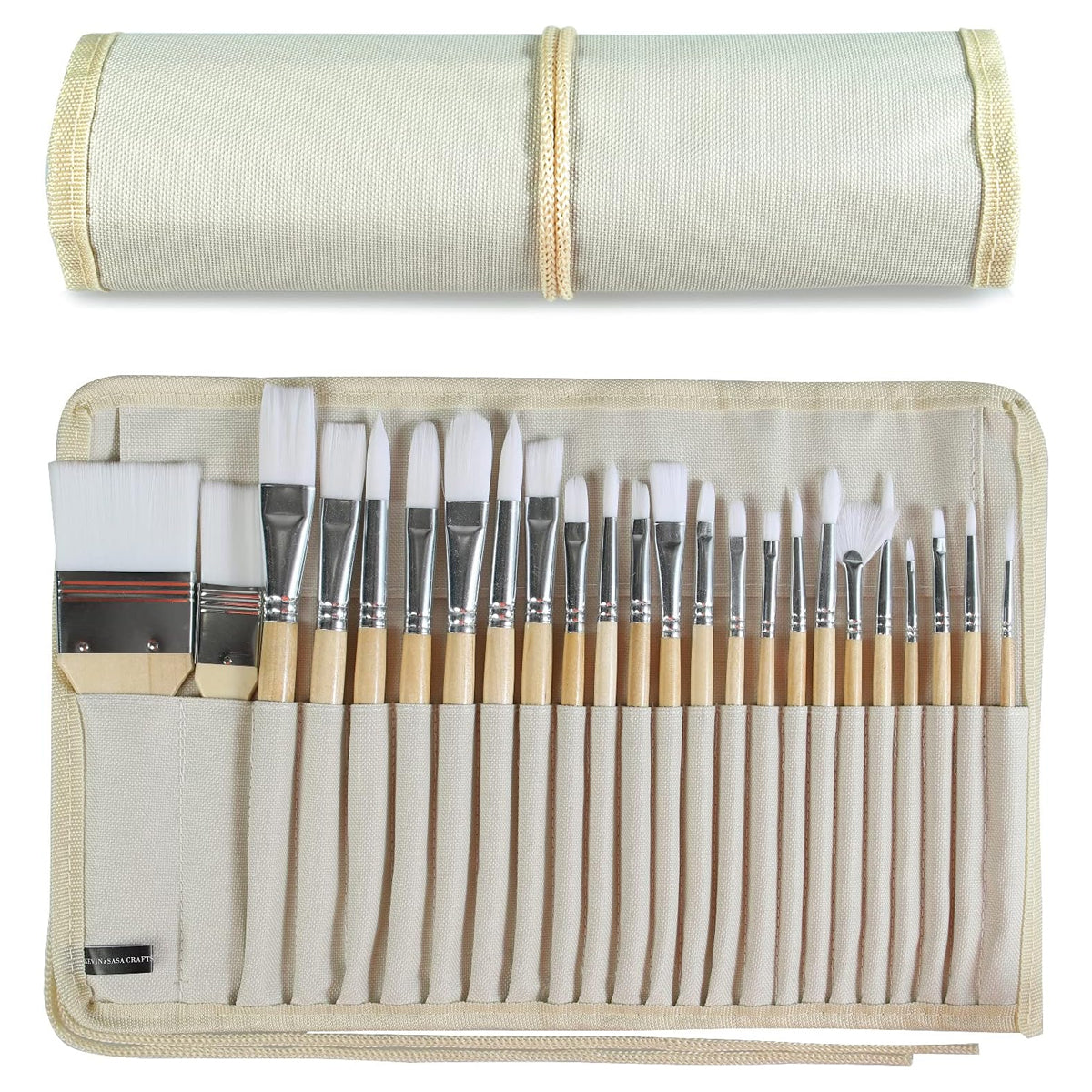 24-Piece Professional Painting Brushes Set with Canvas Case