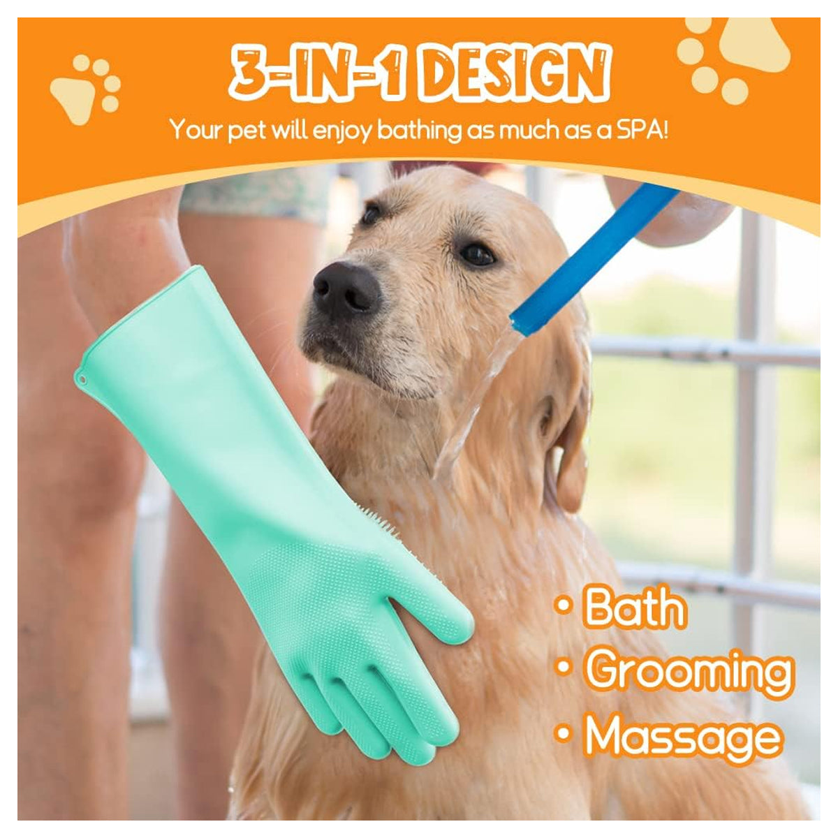 Versatile Pet Grooming Gloves: Shedding, Bathing, and Massaging Tool for Dogs and Cats - Food Grade Silicone, Suitable for Puppies and Kittens