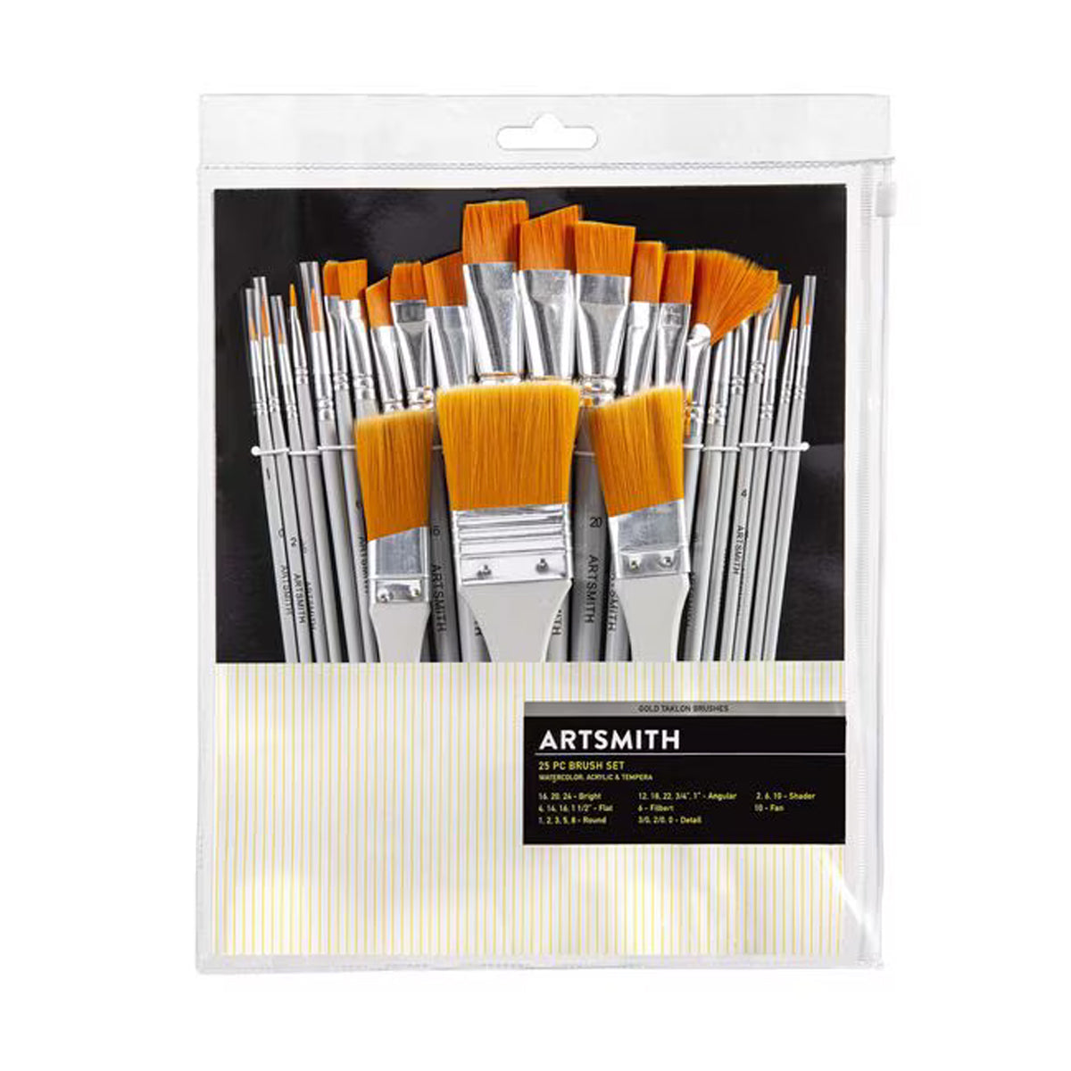 25ct Gold Taklon Variety Brushes by Artsmith