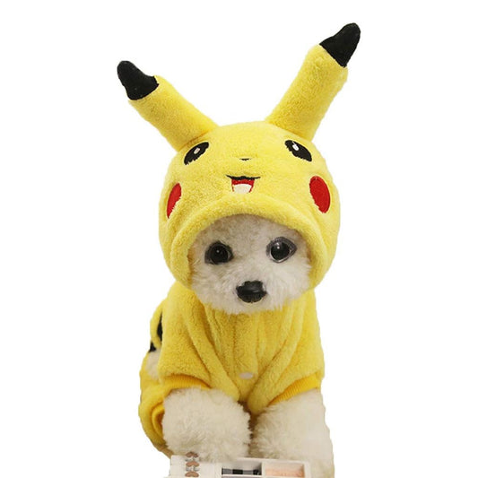 Cute Soft Dog Costume Flannel Dog Coat Picachu Lovely Warm Dog Clothes