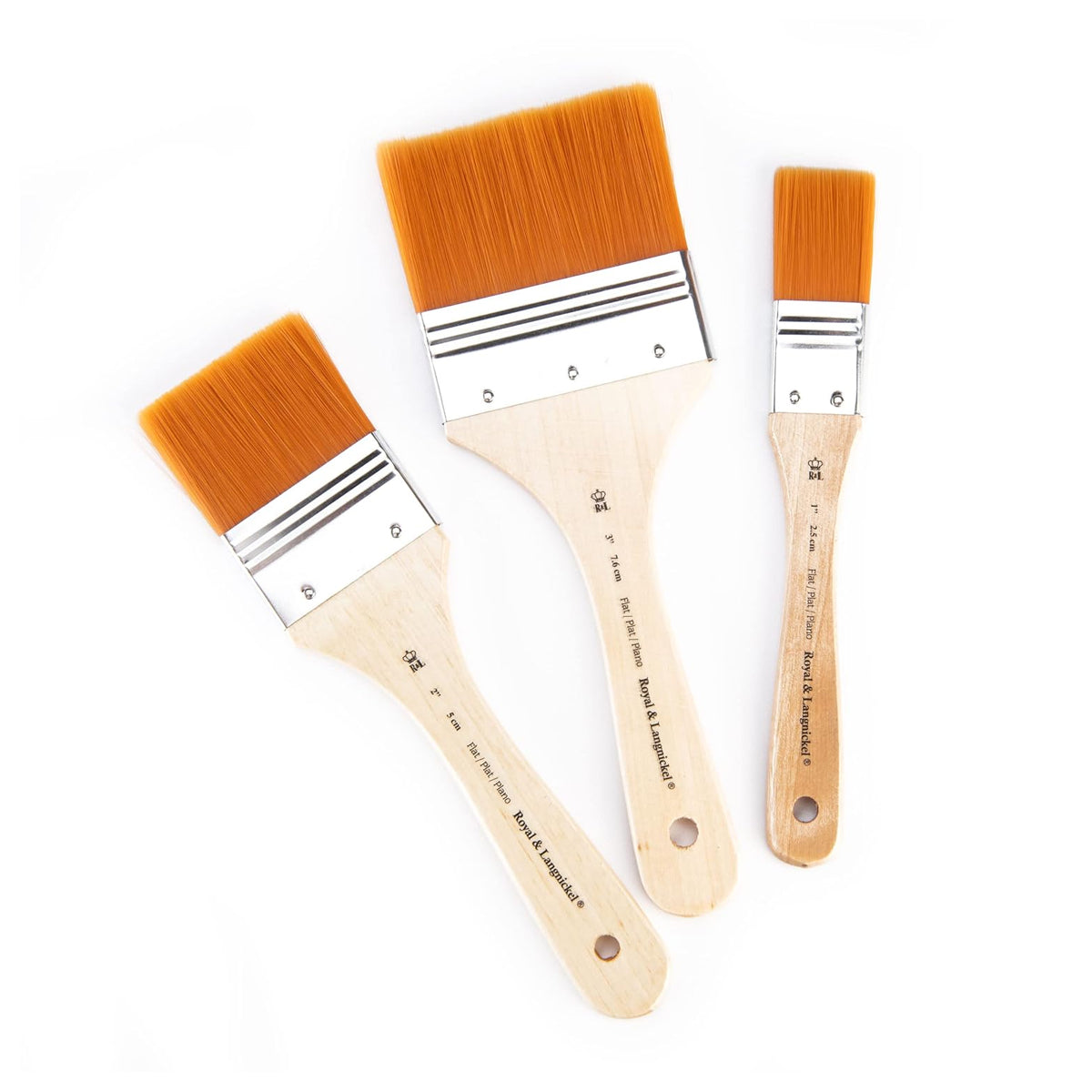 Royal & Langnickel - 3 Pack Golden Taklon Paint Brushes, Assorted Sizes