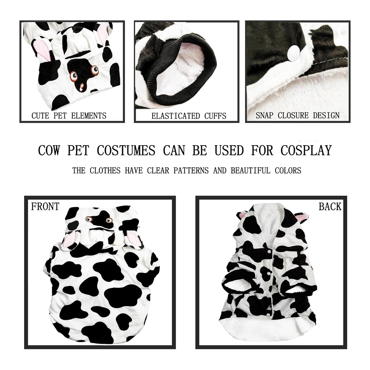 Cow pet Clothing, Small and Medium-Sized cat and Dog Clothing, Modeling Cow Role-Playing Dog