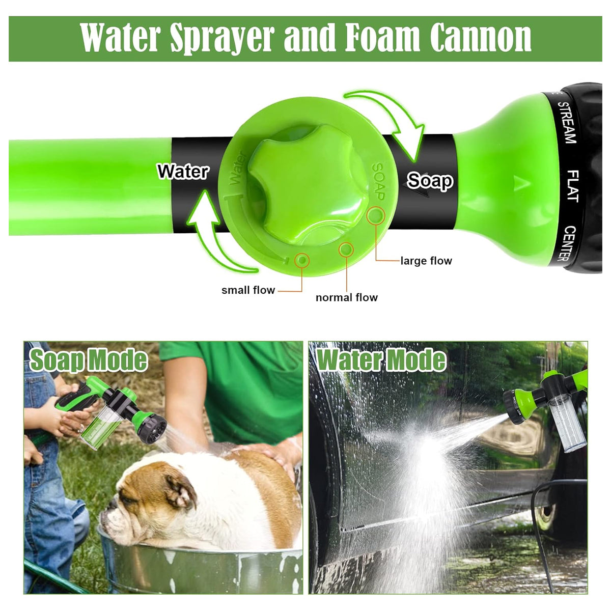 Pup Jet Dog Wash Outdoor, 8-in-1 Dog Sprayer Hose Attachment with Dog Shower Brush