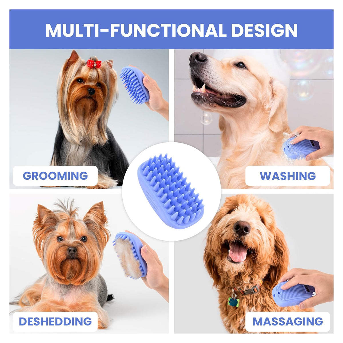 Pet Rubber Bath Brush: Ideal for Shower Scrubbing and Soothing Massage