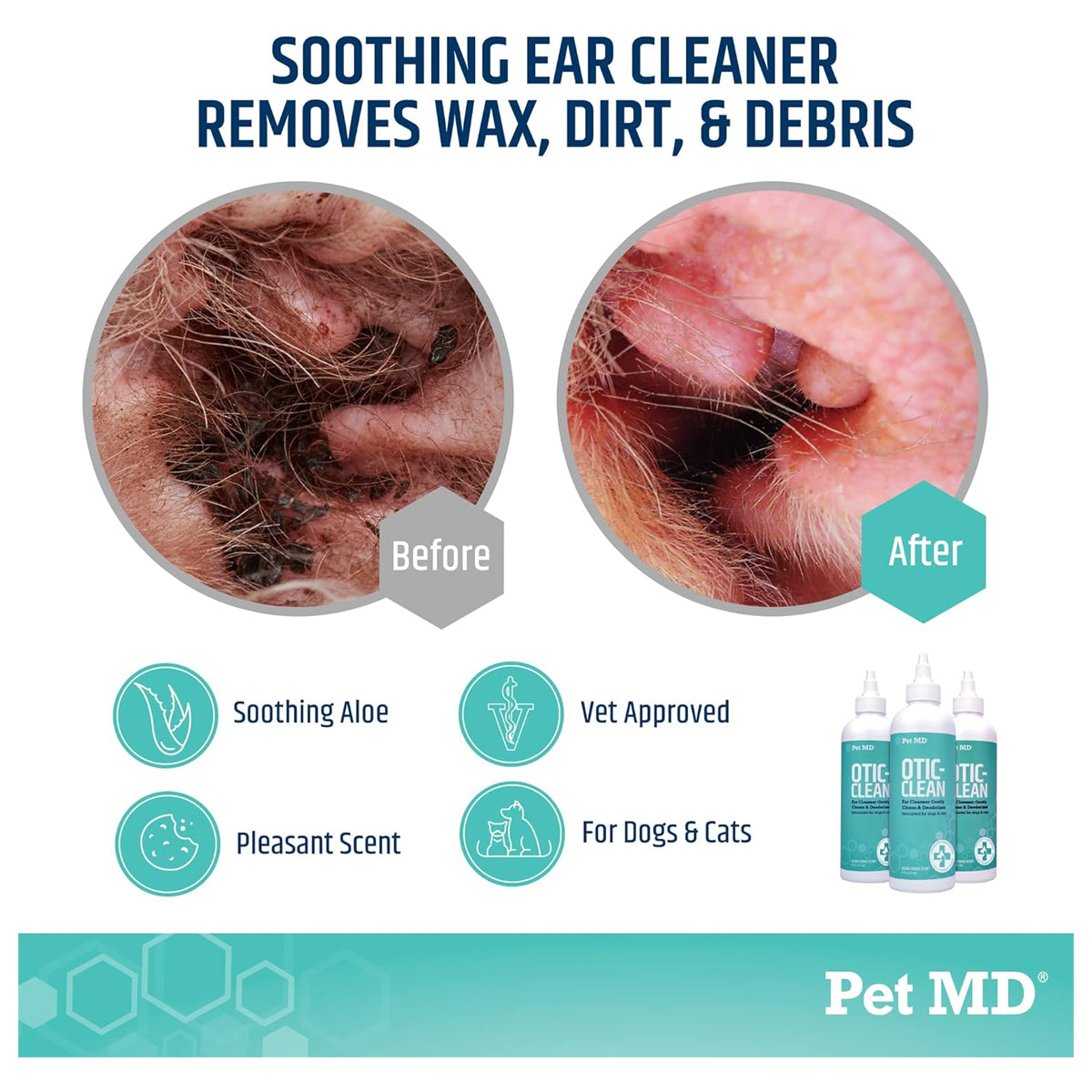 Cat & Dog Ear Cleaner - Otic Ear Solution for Dogs - Pet Ear Cleaner - Cat Ear Cleaner Liquid