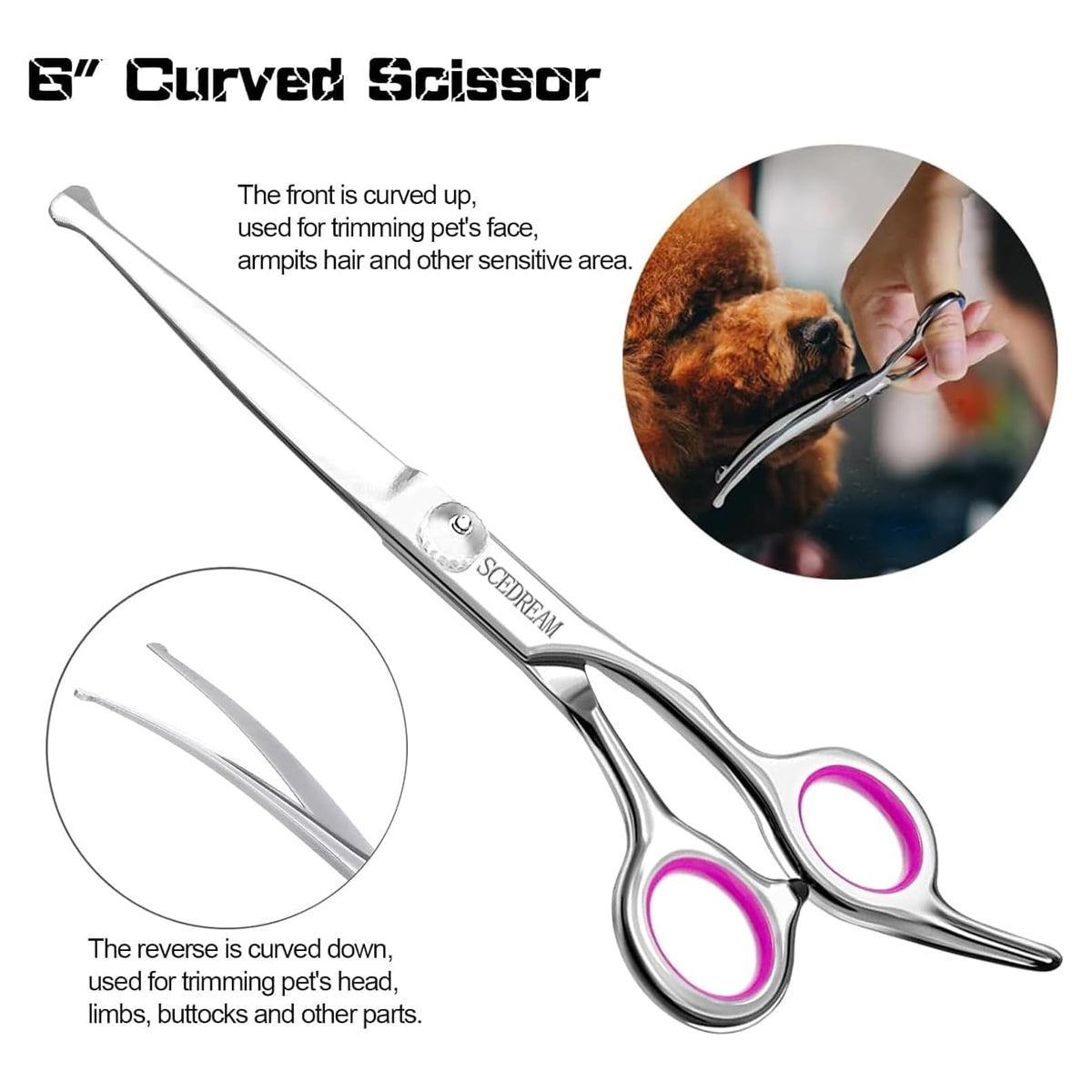 Dog Grooming Scissors Kit with Safety Round Tips, Professional 6 in 1 Grooming Scissors for Dog, Cats, Pets