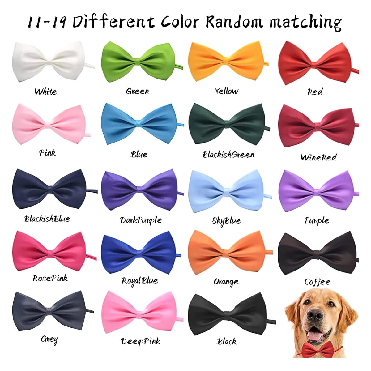 50Pcs Dog Bow Ties with Adjustable Collar