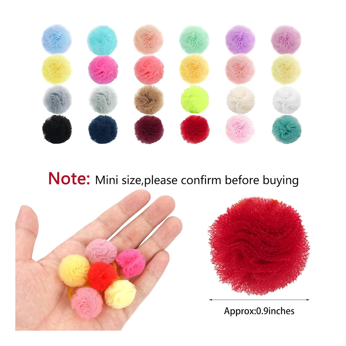 48 Pcs Colored Ball Dog Ties Small Dog Bows with Rubber Bands Pet