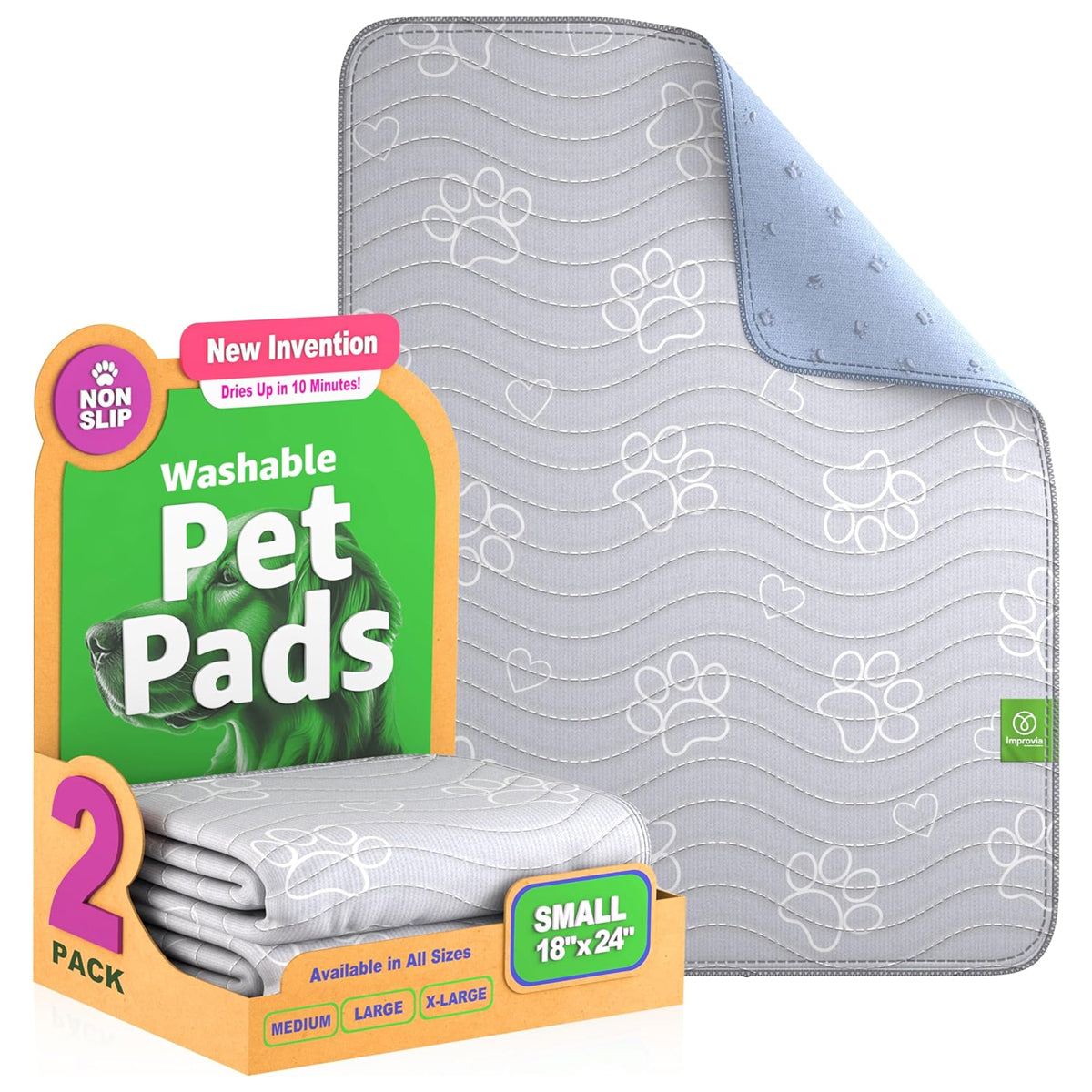 2 Reusable Puppy Pads – Waterproof, Extra-Absorbent, Medium, Washable Pee Pads for Dog Training