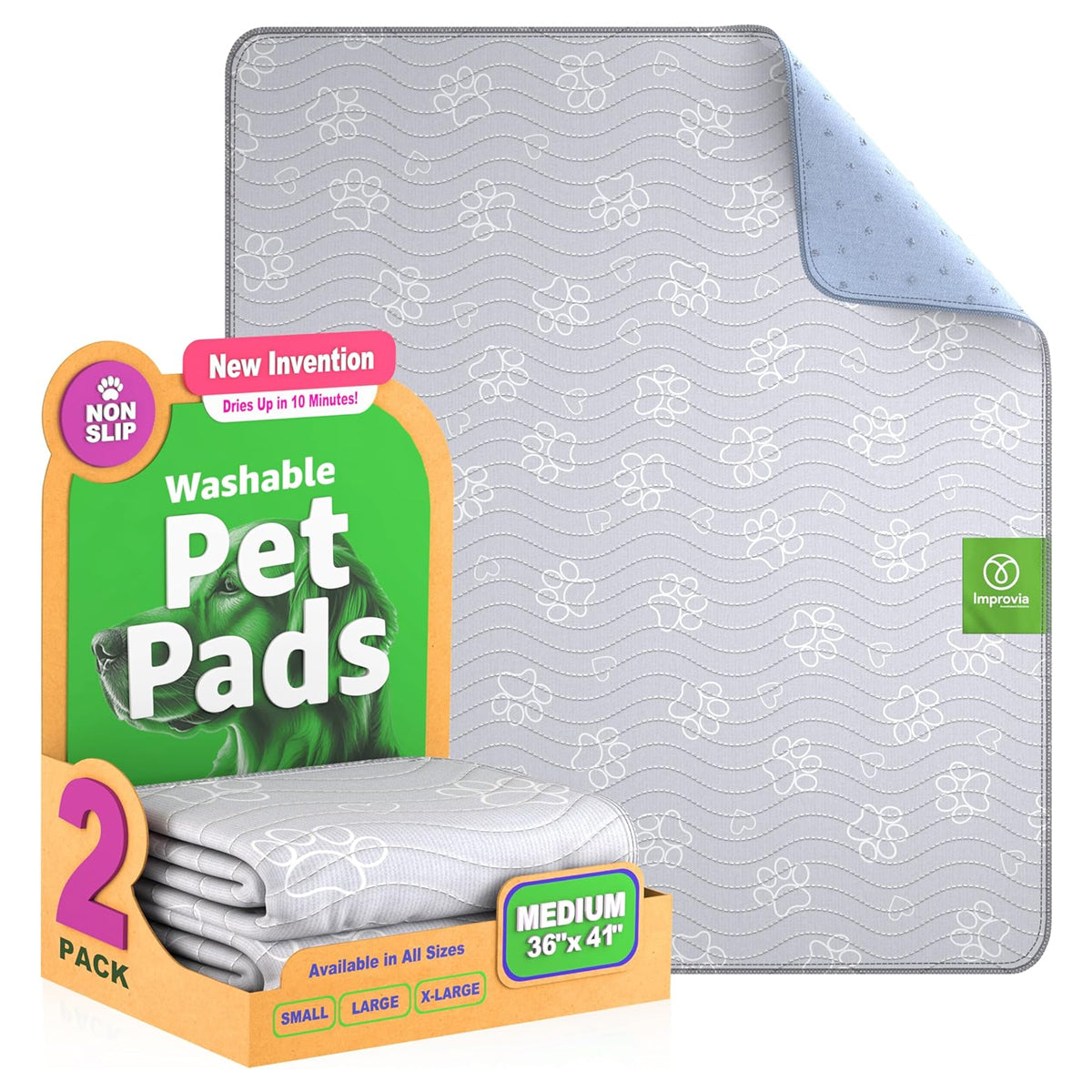 2 Reusable Puppy Pads – Waterproof, Extra-Absorbent, Medium, Washable Pee Pads for Dog Training