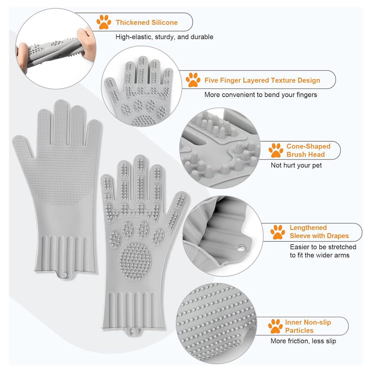 Magic Pet Grooming Gloves: Heat-Resistant Silicone Brush with High-Density Teeth - Efficient Dog Bathing and Hair Removal Tool for Cats & Dogs