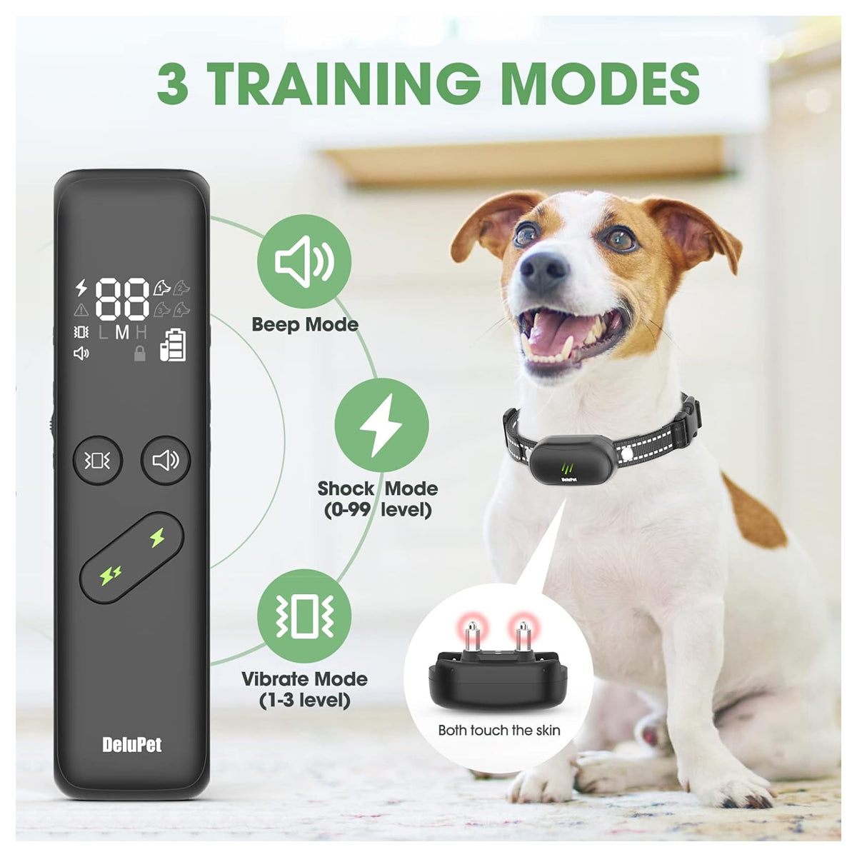 Electric Dog Training Collar with Remote 1600FT, Rechargeable E-Collar Waterproof Collars with 3 Training Modes