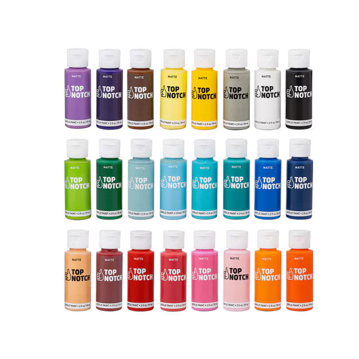 2oz Primary Colors Acrylic Paint Value Pack 24ct by Top Notch