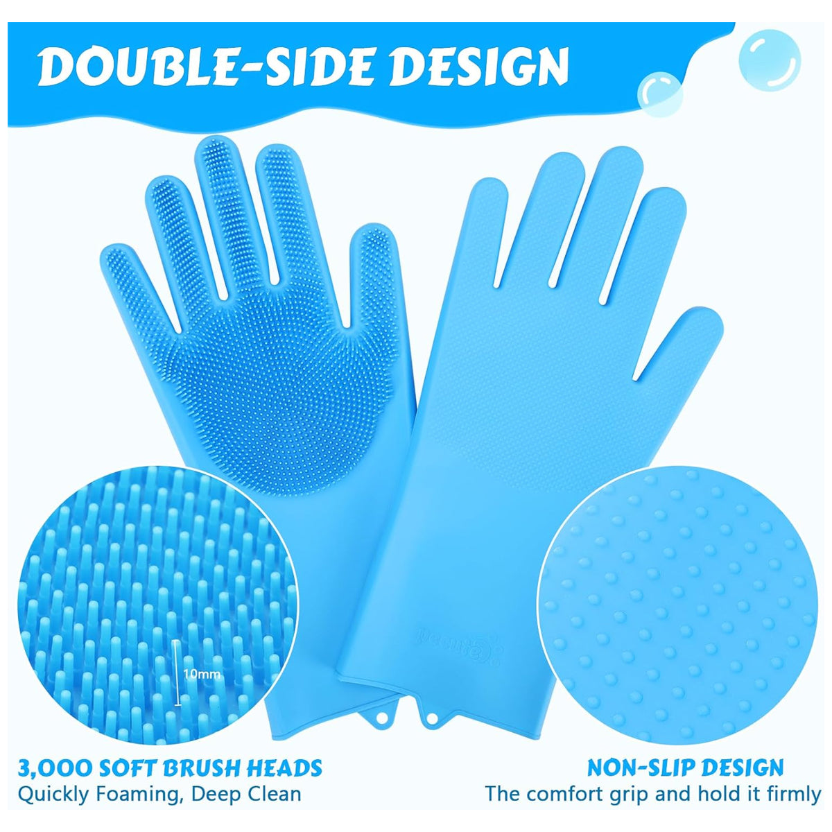 Pecute Double-Sided Silicone Dog Bathing Brush: Large, High-Density Teeth for Efficient Pet Grooming and Massage - Heat-Resistant Gloves for Dogs and Cats