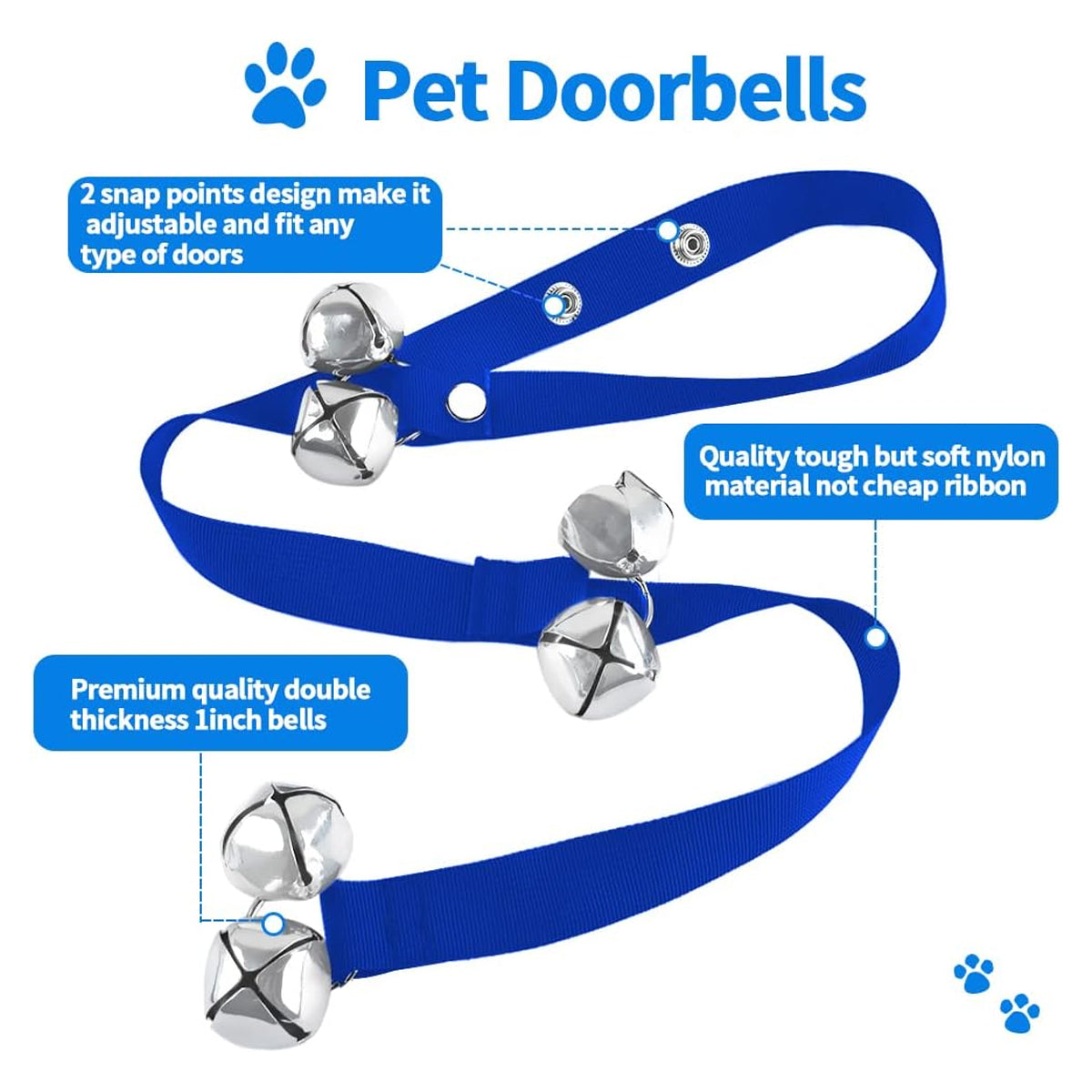 2 Pack Dog Doorbells, Pet Training Bells for Go Outside Potty Training