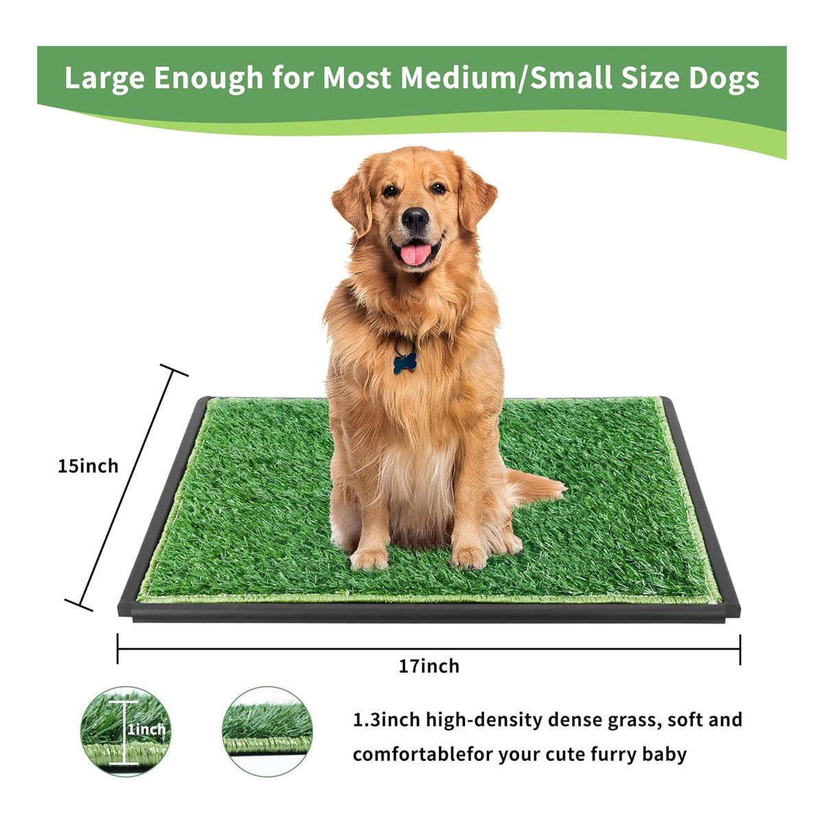 Grass Pad for Dogs,17”x25” Dog Grass Pad with Tray,Indoor&Outdoor Dog Potty Tray