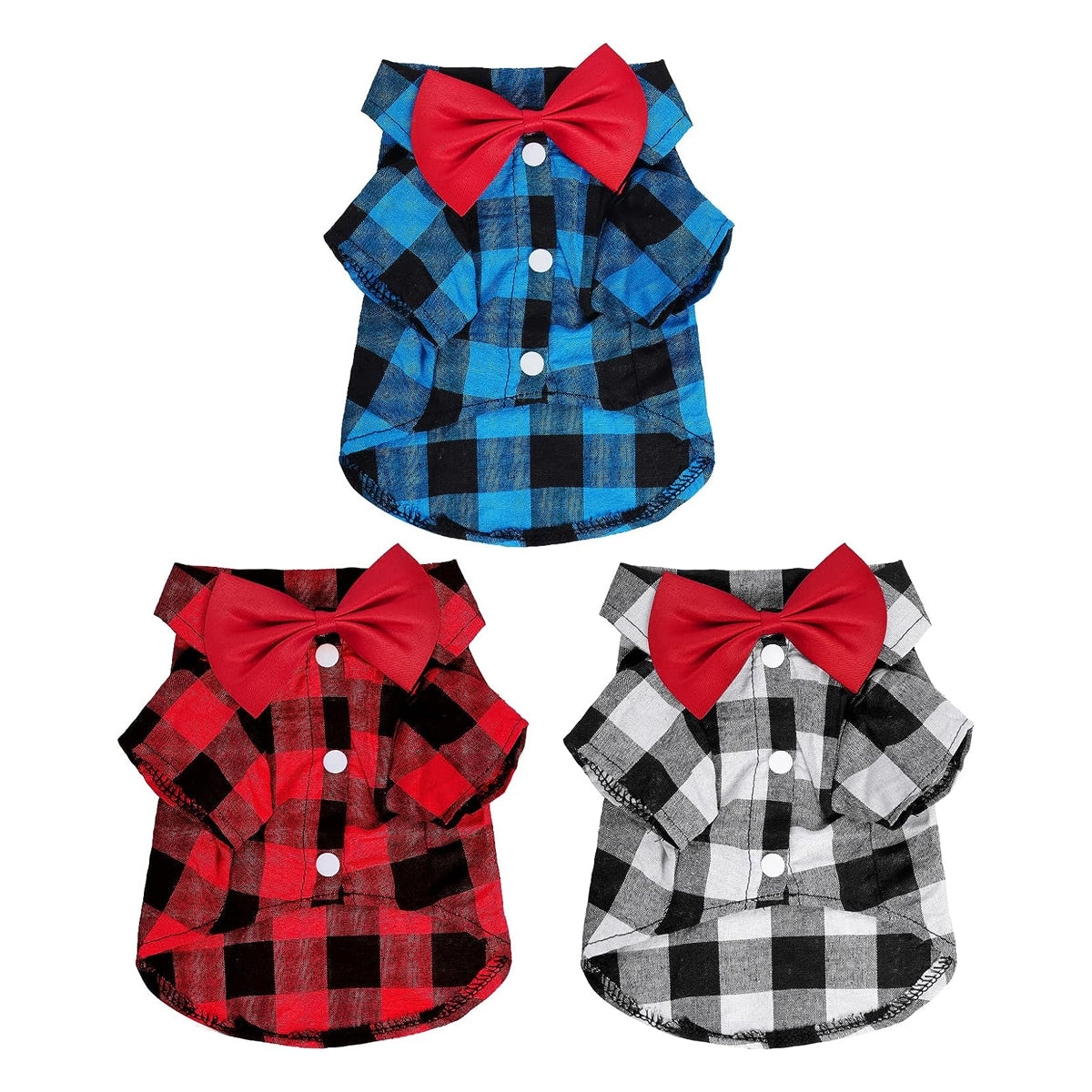 Plaid Puppy and Cat Shirt Trio: Adorable Shirts for Extra Small Dogs and Cats - Perfect for Birthdays, Parties, and Holiday Photos