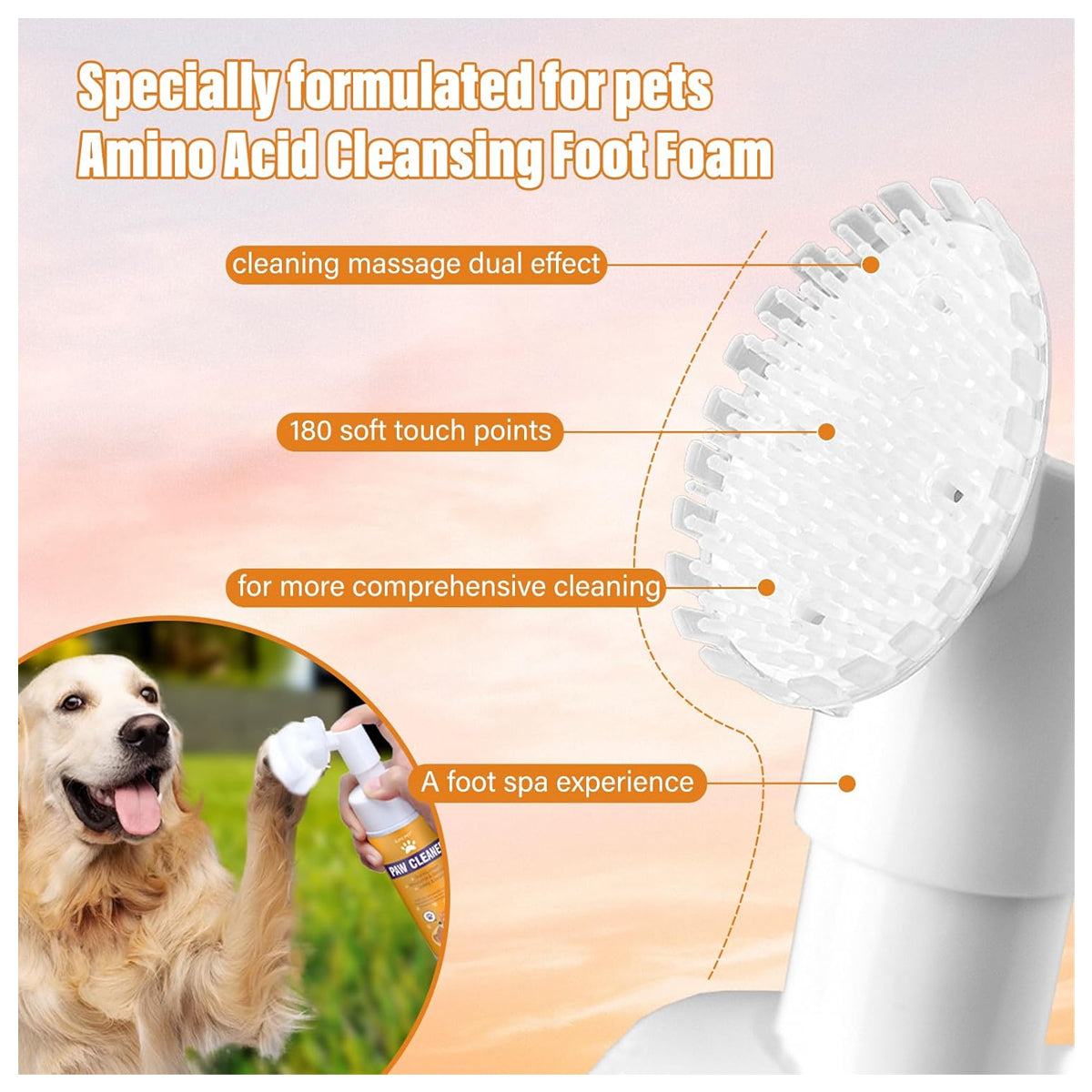 PET Paw Cleaner for Dogs and Cats,Magic Foam - Clean Paws No-Rinse Foaming Cleanser-Dry Shampoo