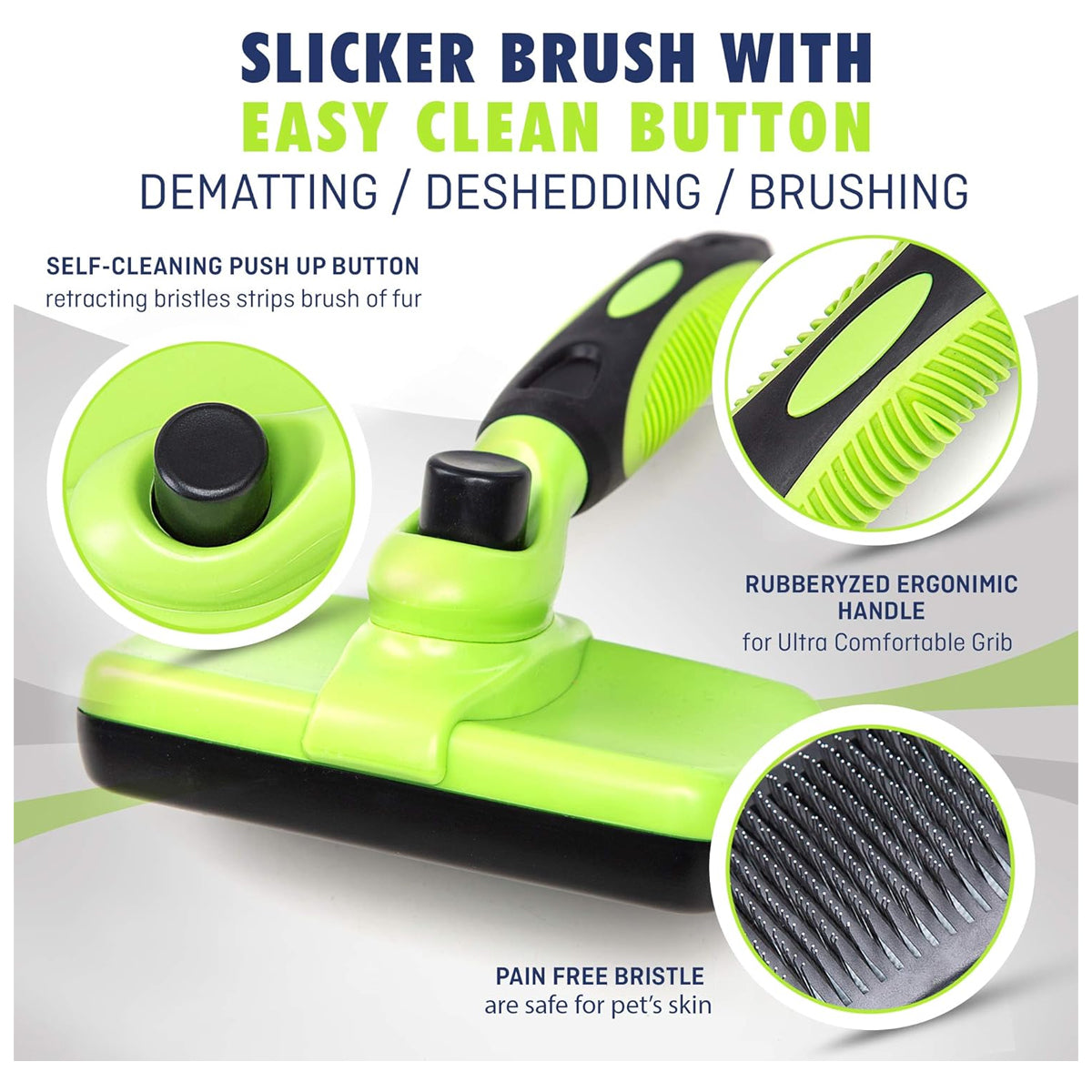 Slicker Brush for Dogs, Cats, and Pets with One-Click Self-Cleaning Function