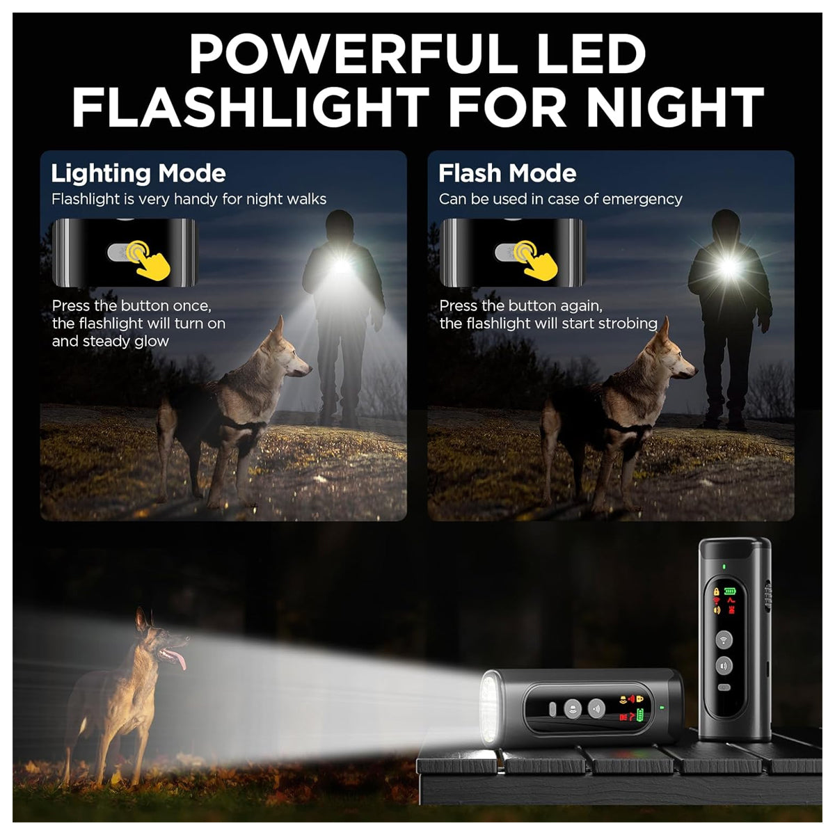 2024 Dog Bark Deterrent Device, Anti-Bark Device for Dog Training, No Need to Yell or Pat, Simply Point at The Dog Within 35ft, Ultra-Bright LED Flashlight | Bark Collar Alternative