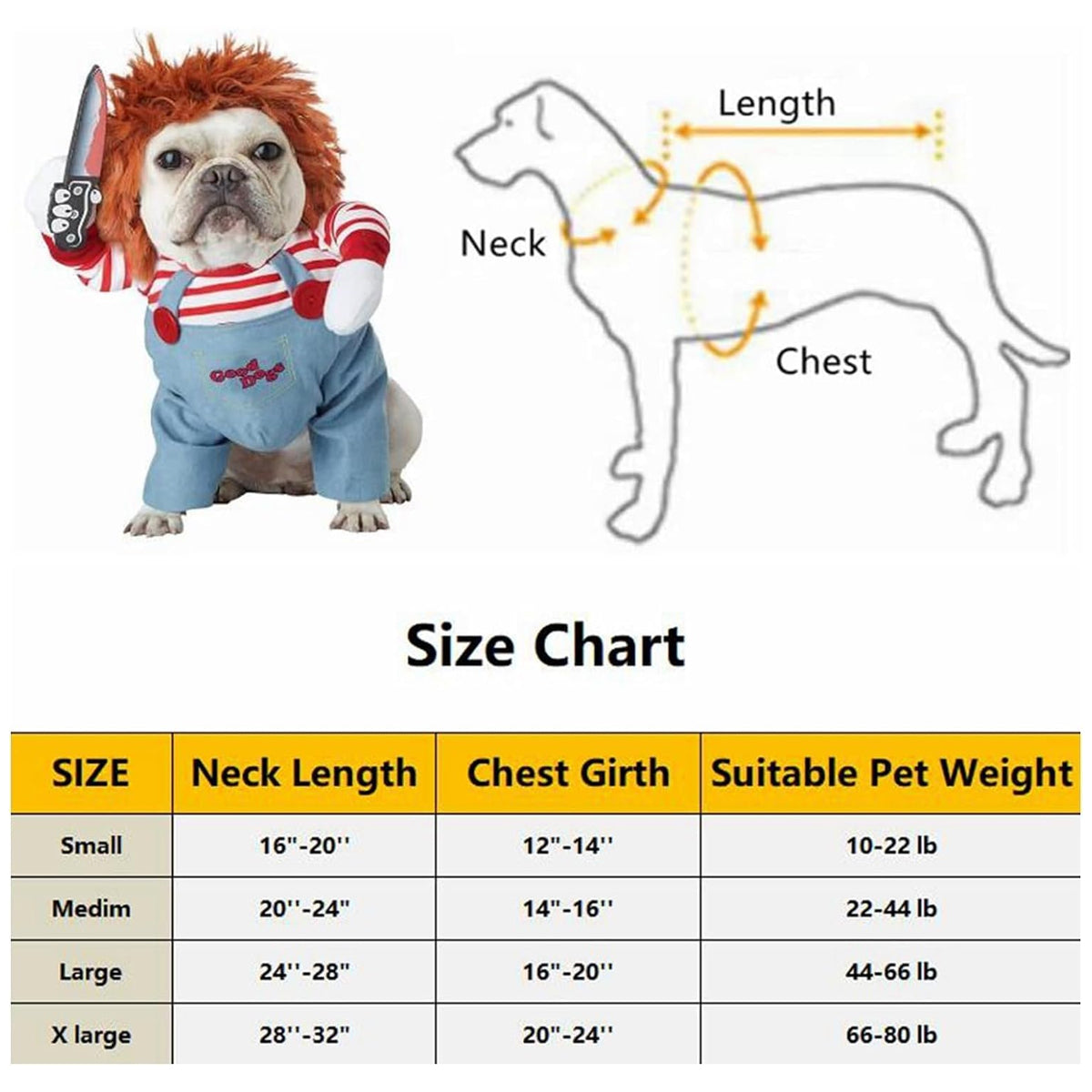 Pet Dog Clothing Funny Clothing Wig and Knife Novelty Funny Horror Props Clothing Accessories