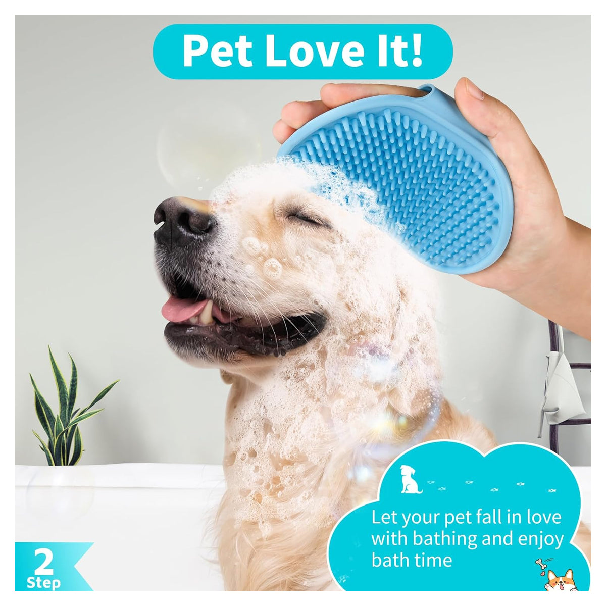 3PCS Dog Bath Brush | Dog Shampoo brush | Dog Scrubber for Bath