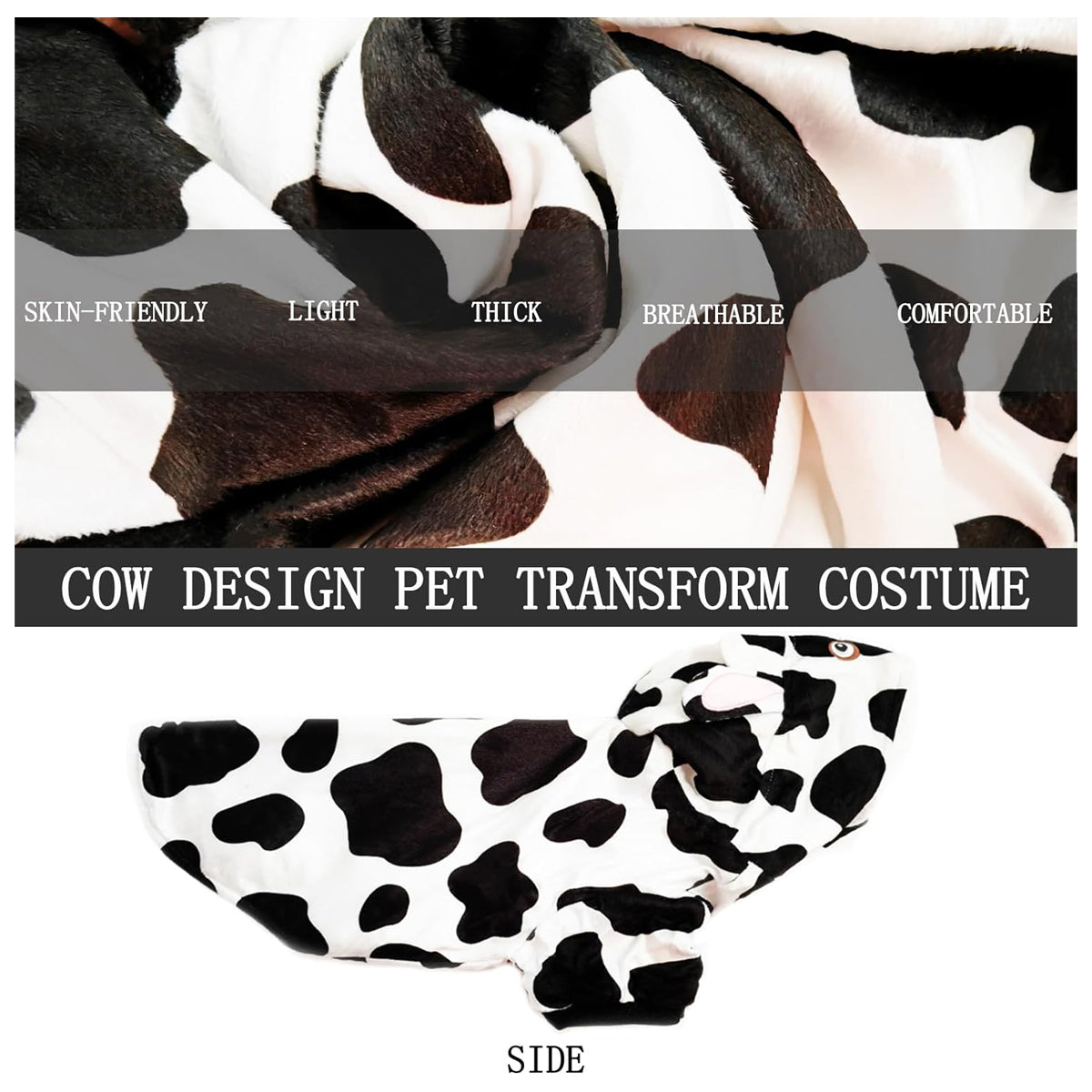 Cow pet Clothing, Small and Medium-Sized cat and Dog Clothing, Modeling Cow Role-Playing Dog