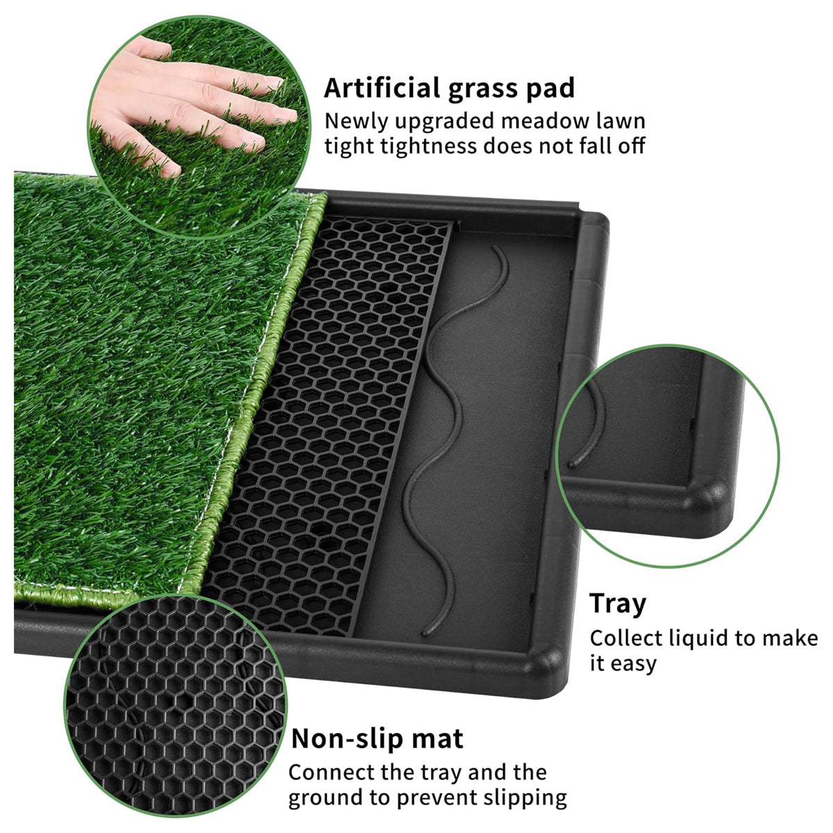 Grass Pad for Dogs,17”x25” Dog Grass Pad with Tray,Indoor&Outdoor Dog Potty Tray