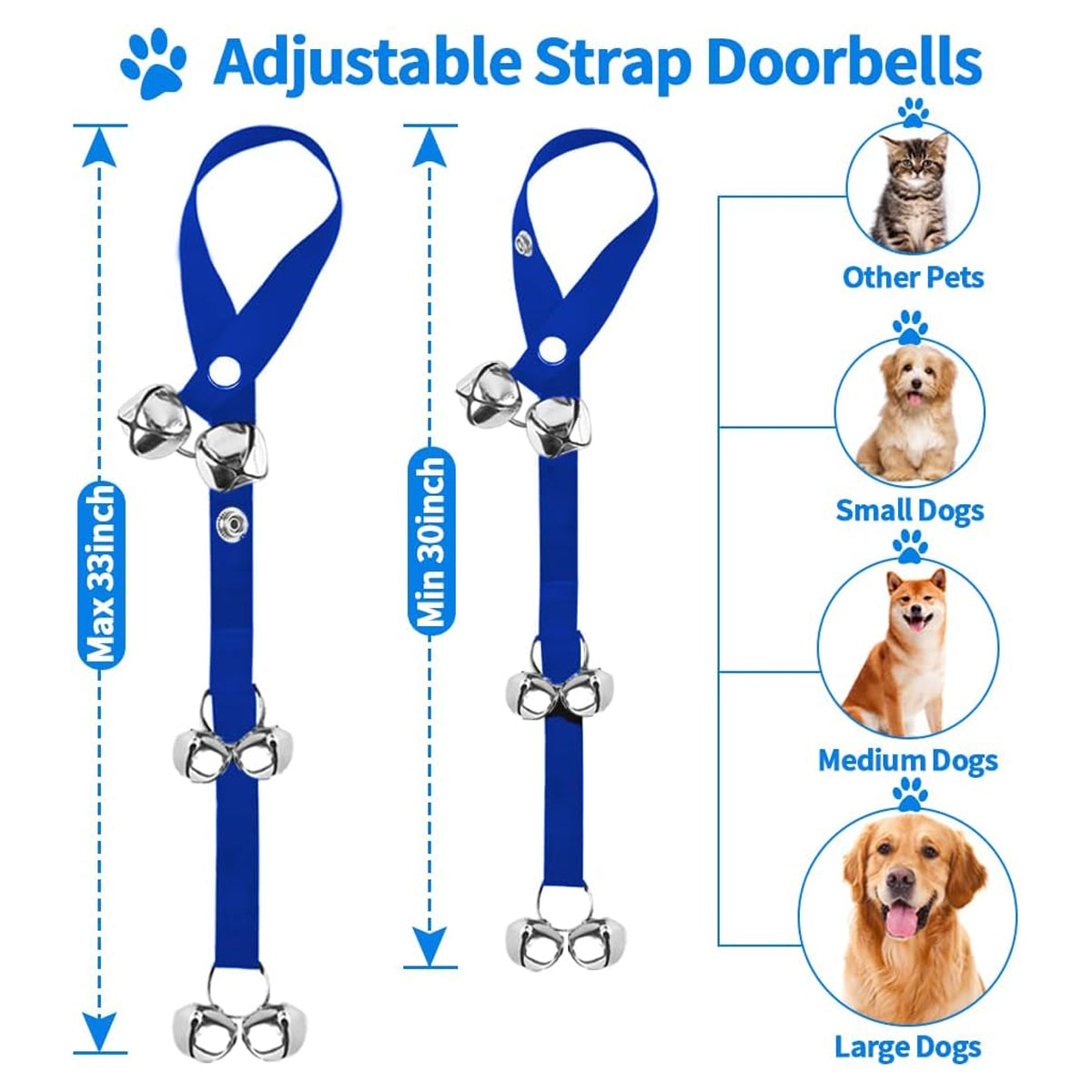 2 Pack Dog Doorbells, Pet Training Bells for Go Outside Potty Training