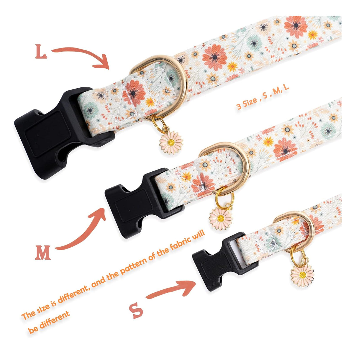 Cotton Designer Dogs Collar Cute Flower Dog Collars for Girl Female