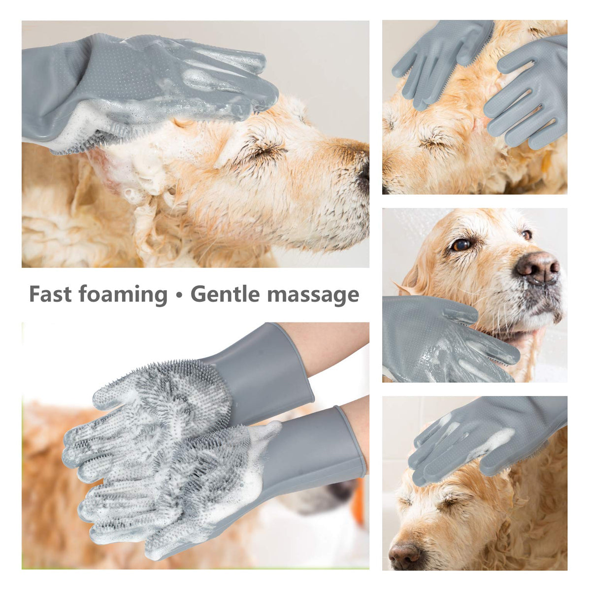 Enhanced Five Finger Pet Grooming Gloves: Gentle Bathing Brush and Deshedding Mitt - Efficient for Dogs, Cats, Rabbits, and Horses - 1 Pack