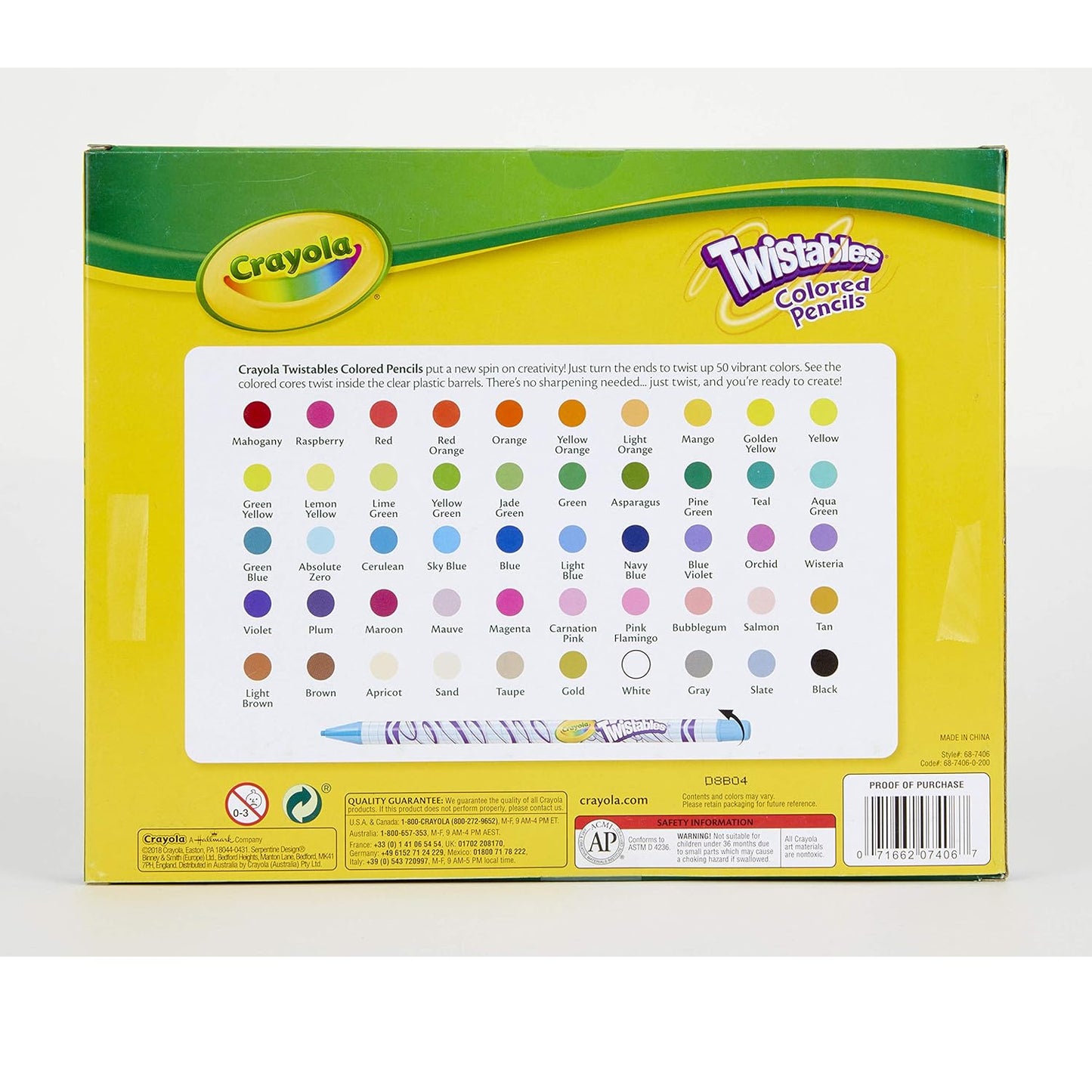 Crayola Twistables Colored Pencil Set (50ct), No Sharpen Colored Pencils For Kids, Kids Art Supplies, Coloring Set, Gifts, 4+ [Amazon Exclusive]