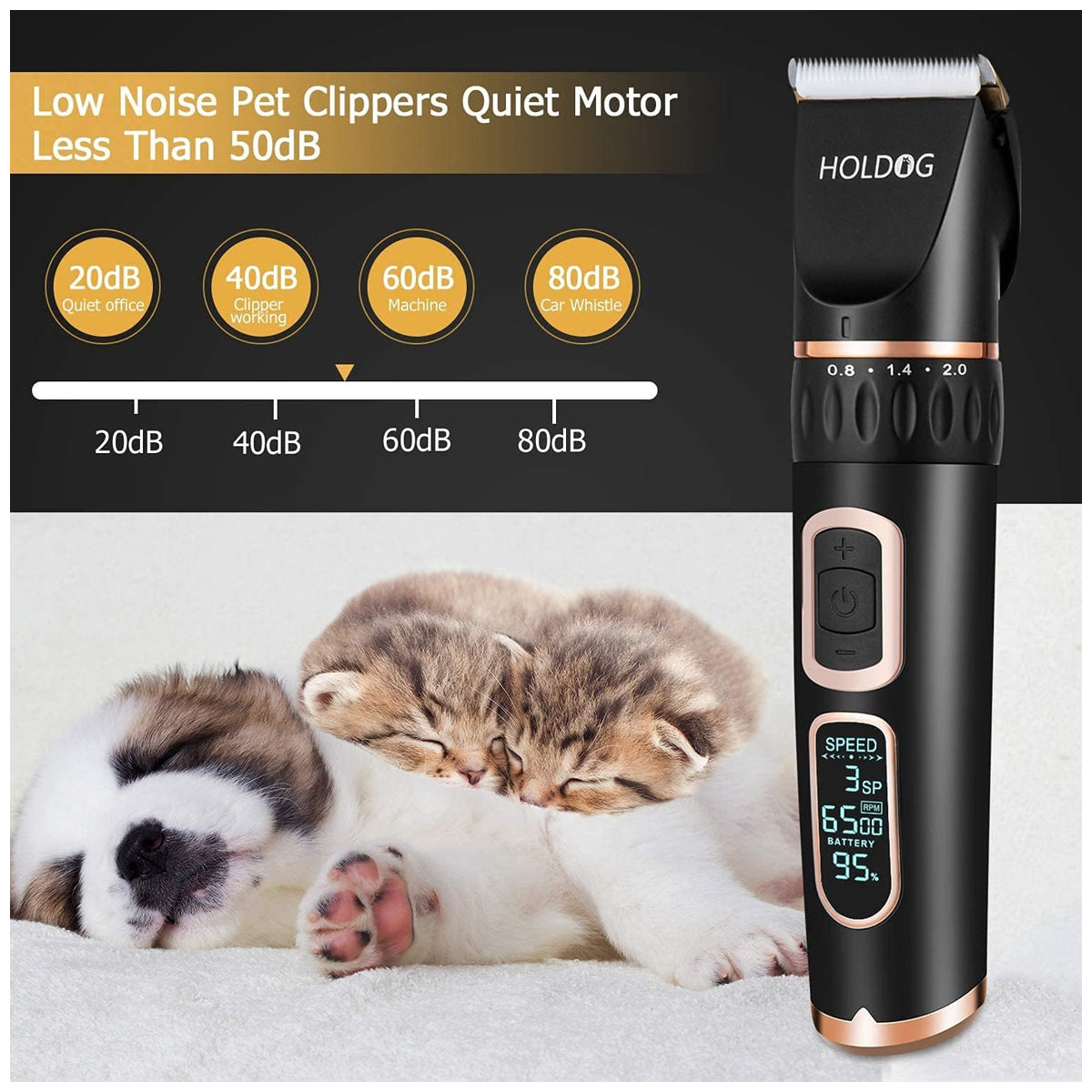 Cordless Pet Clippers: Professional Grooming Tool for Dogs and Cats - 3-Speed, Low Noise, Rechargeable, Heavy-Duty Desig