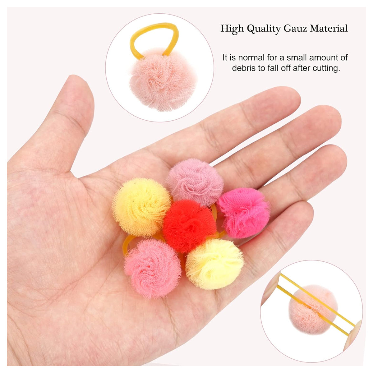 48 Pcs Colored Ball Dog Ties Small Dog Bows with Rubber Bands Pet