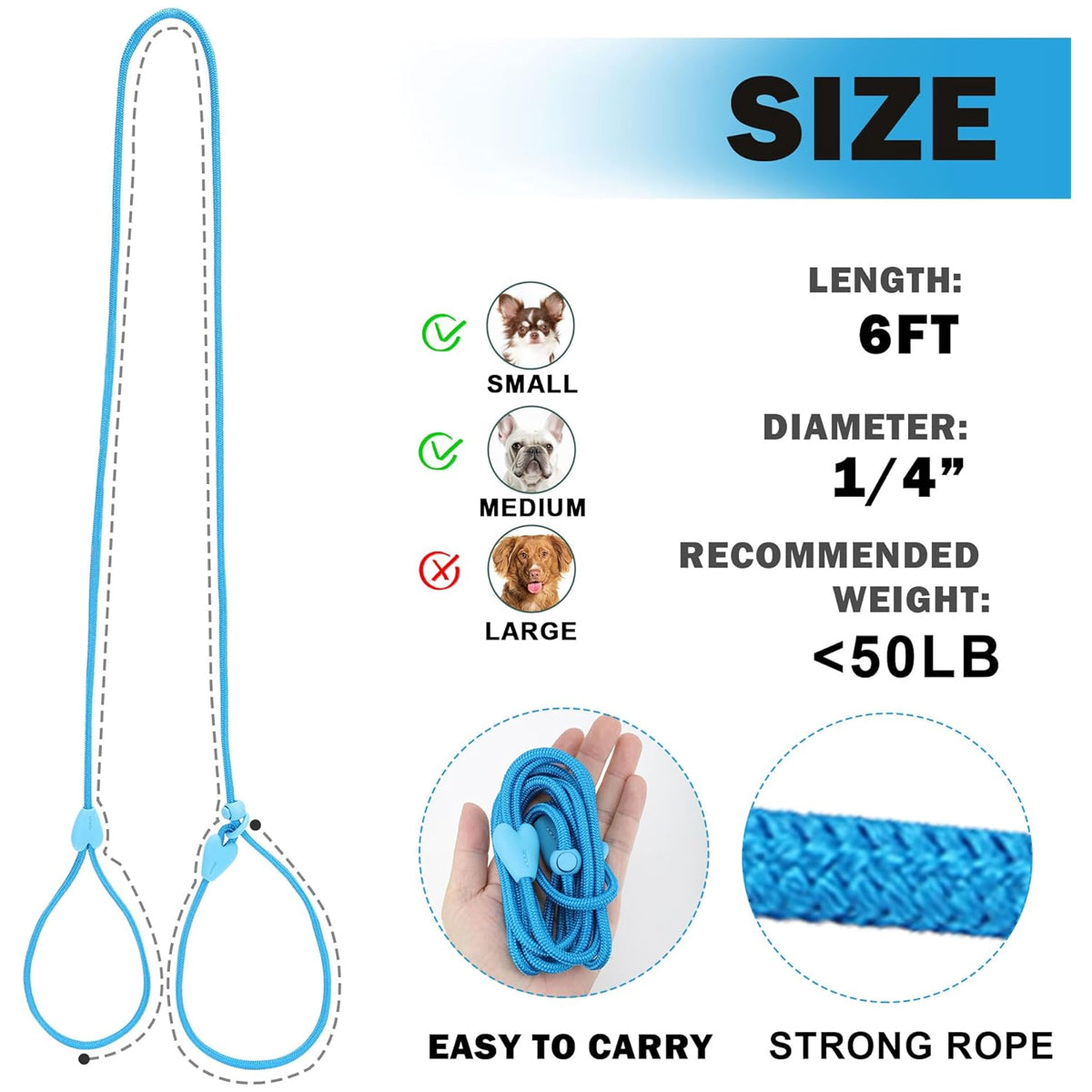 Dog Training Leash Slip Leads for Dogs 6 FT