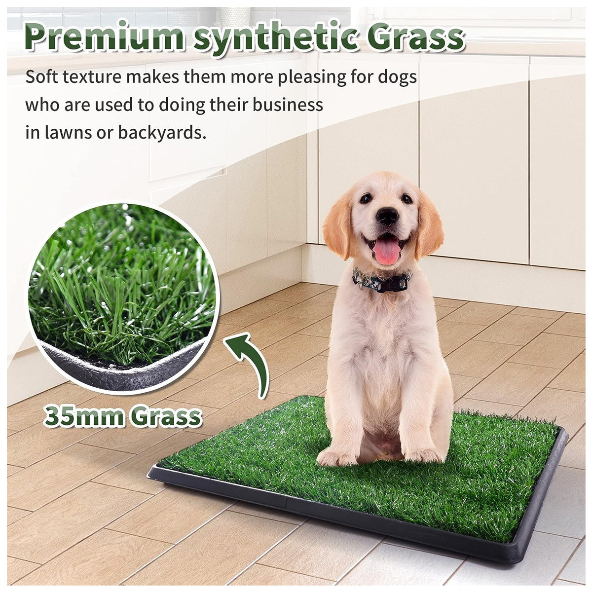 Dog Grass Pad with Tray, 25" x 20" Dog Potty Tray Indoor Outdoor, Artificial Dog Grass Pee Pad for Pet